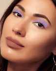 Model wearing ShadowSense product shade Lavender Shimmer