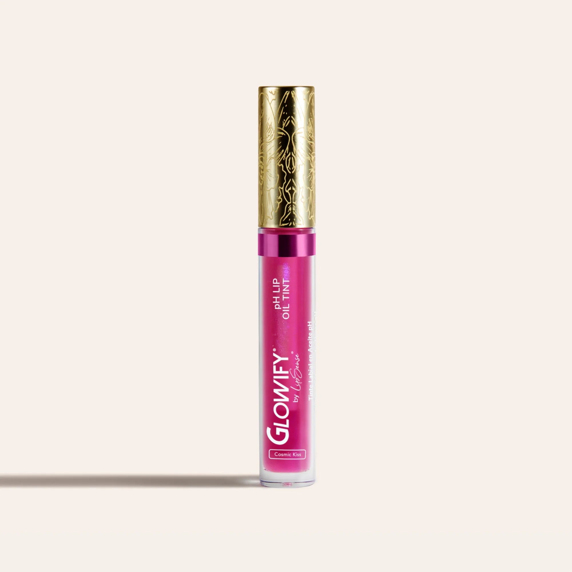 Glowify pH Lip Oil Tint MX in magenta pink with ornate gold cap