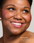 Smiling woman with radiant pink lips representing Cosmic Kiss shade from Glowify Mood Ring duo