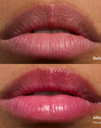 Before and after close up of lips with Glowify Mood Ring lip tint