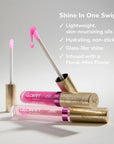 Glowify Mood Ring Duo lip oil tint product shot with two pink tubes and gold caps