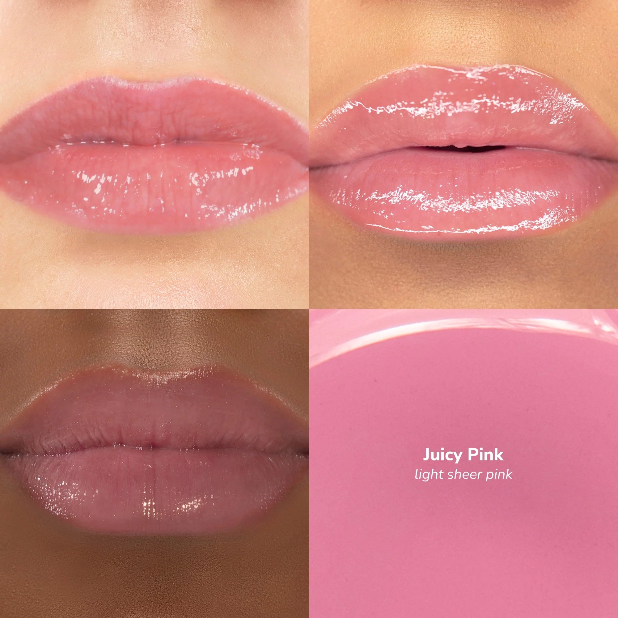Skintone quadrant Glowify Juicy Plumping Lip Gloss product shade Juicy Pink.