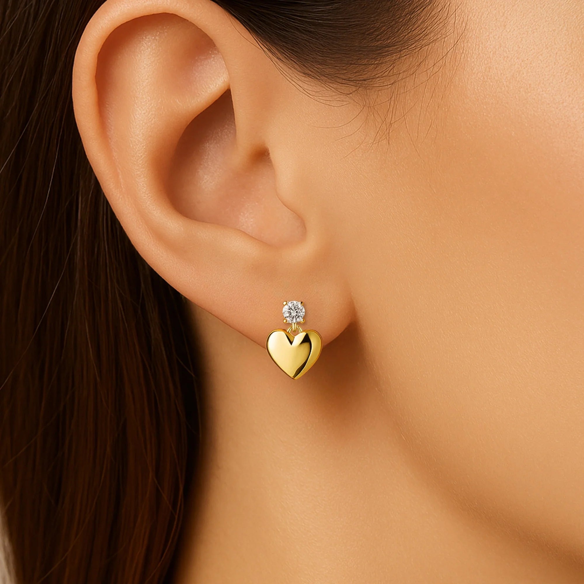 Golden Glow Heart Drop Earrings