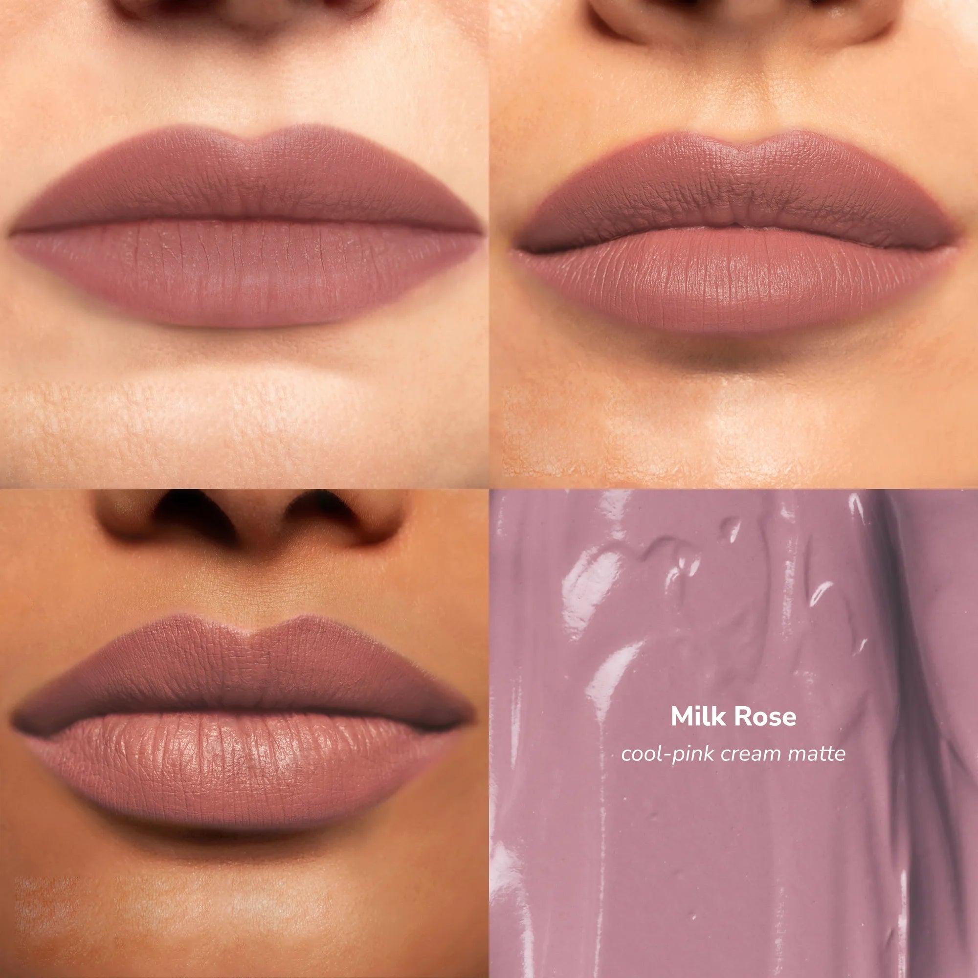 Skintone quadrant LipSense Cream product shade Milk Rose.