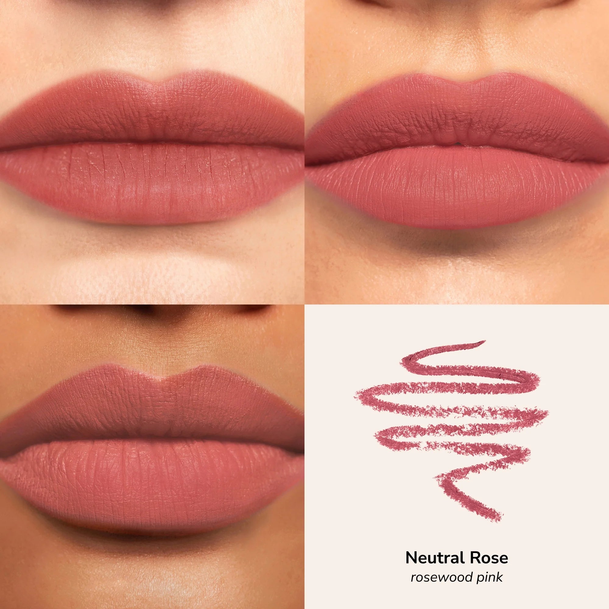 Skintone quadrant LipSense Long-Lasting Lip Liner Pencil product shade Neutral Rose.