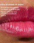 Close-up of glossy pink lips wearing Glowify lip tint in action