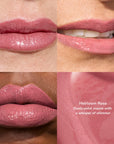 Quad panel lip swatches in Heirloom Rose dusty petal mauve with a whisper of shimmer