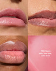 Milk Glass LipSense lip color on lips in milky rose pink with a semi-sheer finish