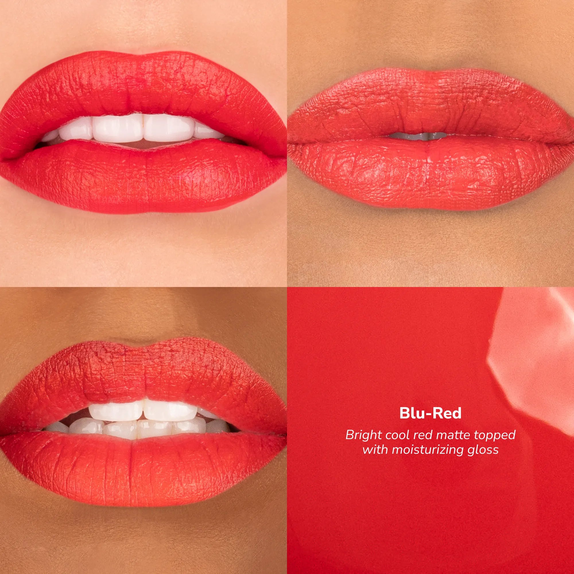 LipSense Long-Lasting Lip Color product, shade Blu-Red skintone quadrant.