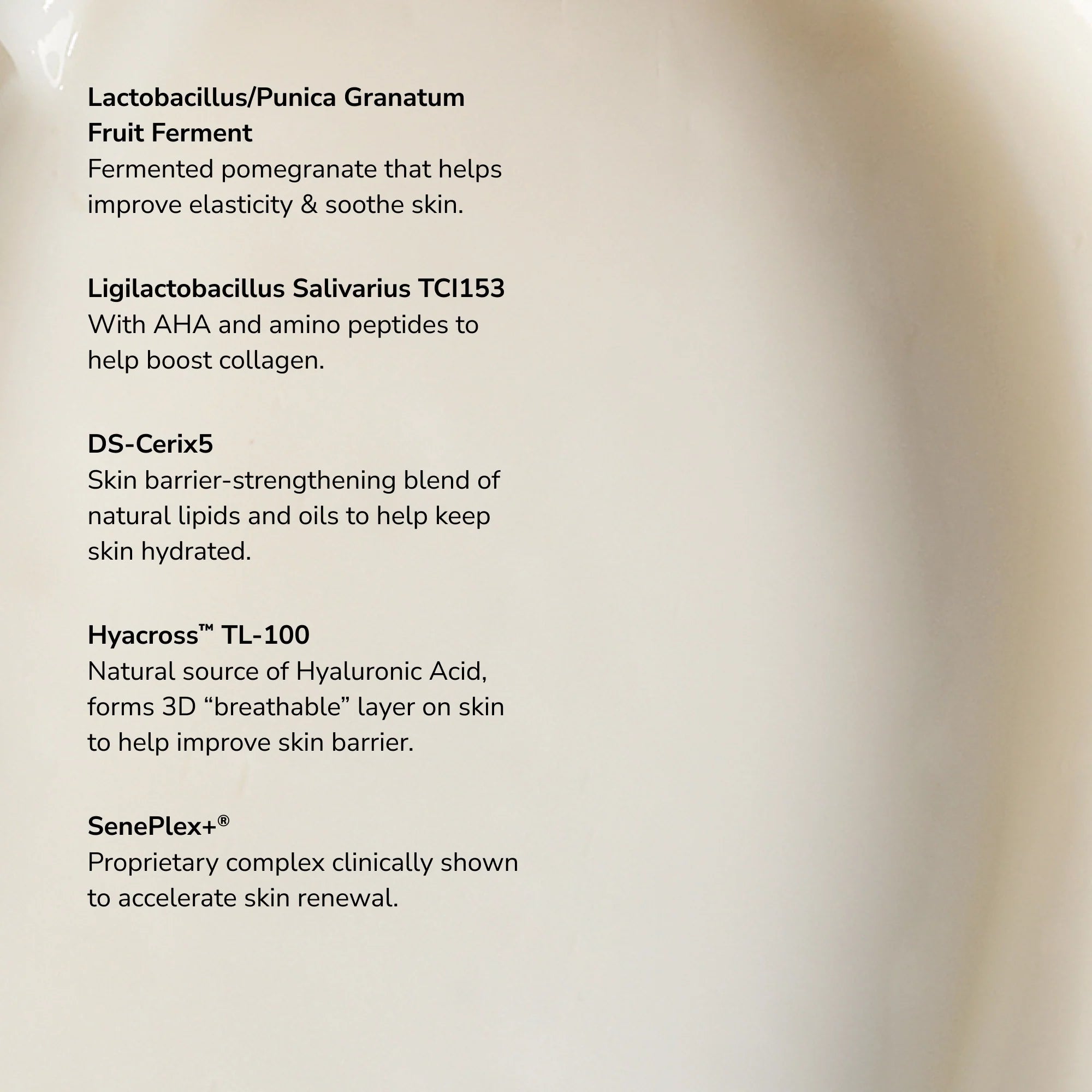Microbiome Restorative Evening Moisturizer ingredient list.