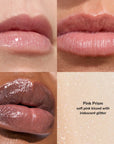 Pink Prism collage showing soft pink lips and iridescent glitter panel